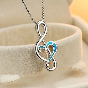 Silver blue opal necklace